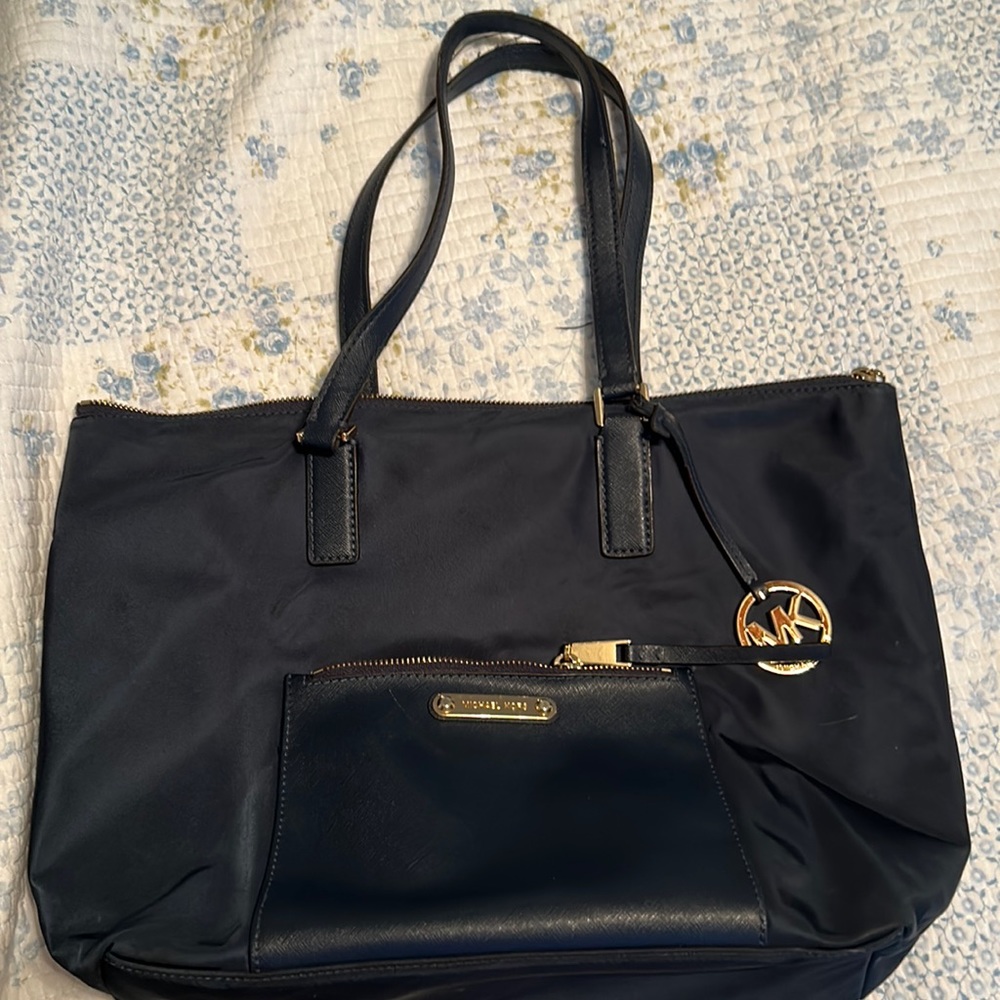 Michael Kors navy blue canvas bag in good shape